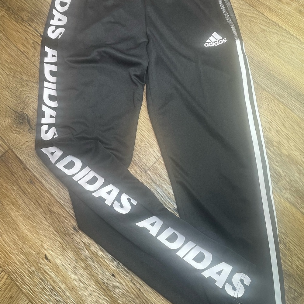Adidas Kids Black Joggers with White Logo